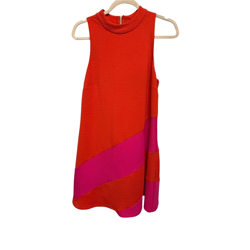 Anthropologie Hutch Colorblock Midi Dress M Orange Fuchsia Pink Sleeveless